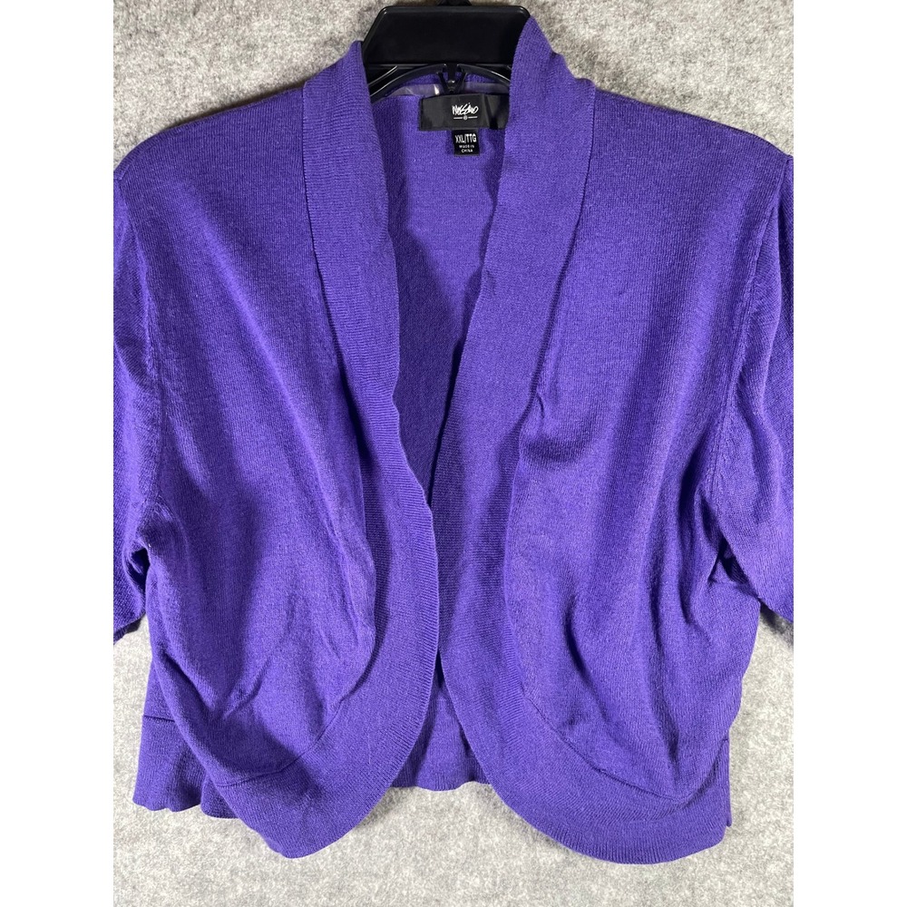 Mossimo Womens XXL Purple Open Front Shrug Cardigan 3/4 Sleeve Cropped Sweater
